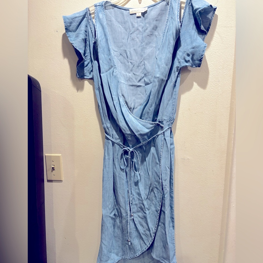 Lovestitch Light Blue Asymmetrical Wrap Dress